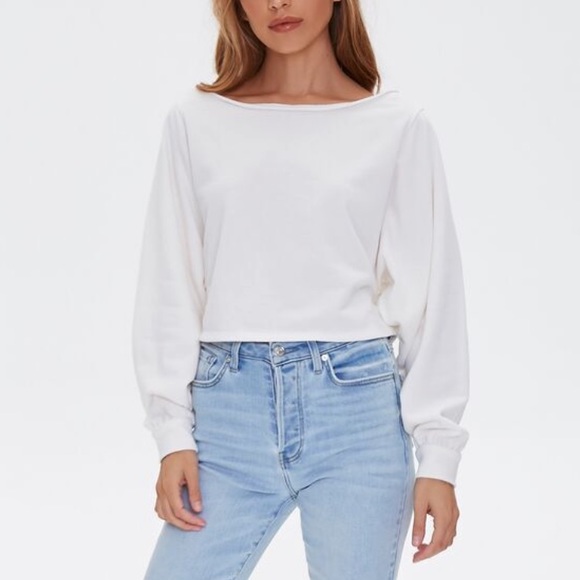 NWT❗️ Forever 21 | White French Terry Pullover - Picture 4 of 7